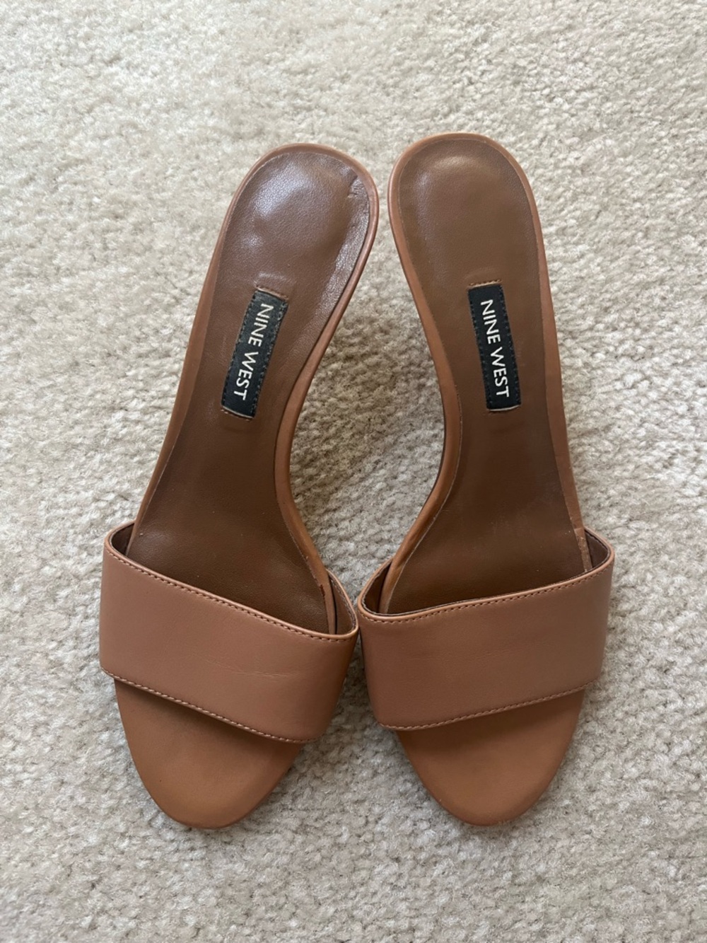 Nine West Tan Kitten Heel Mules